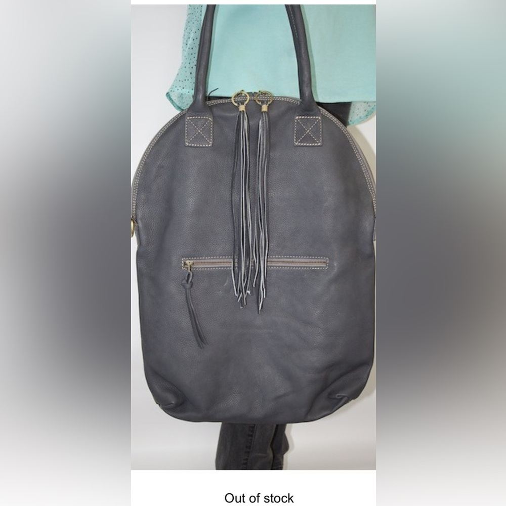 Elegant Gray Leather Tote Bag 13”X18” folded- 13”X13”